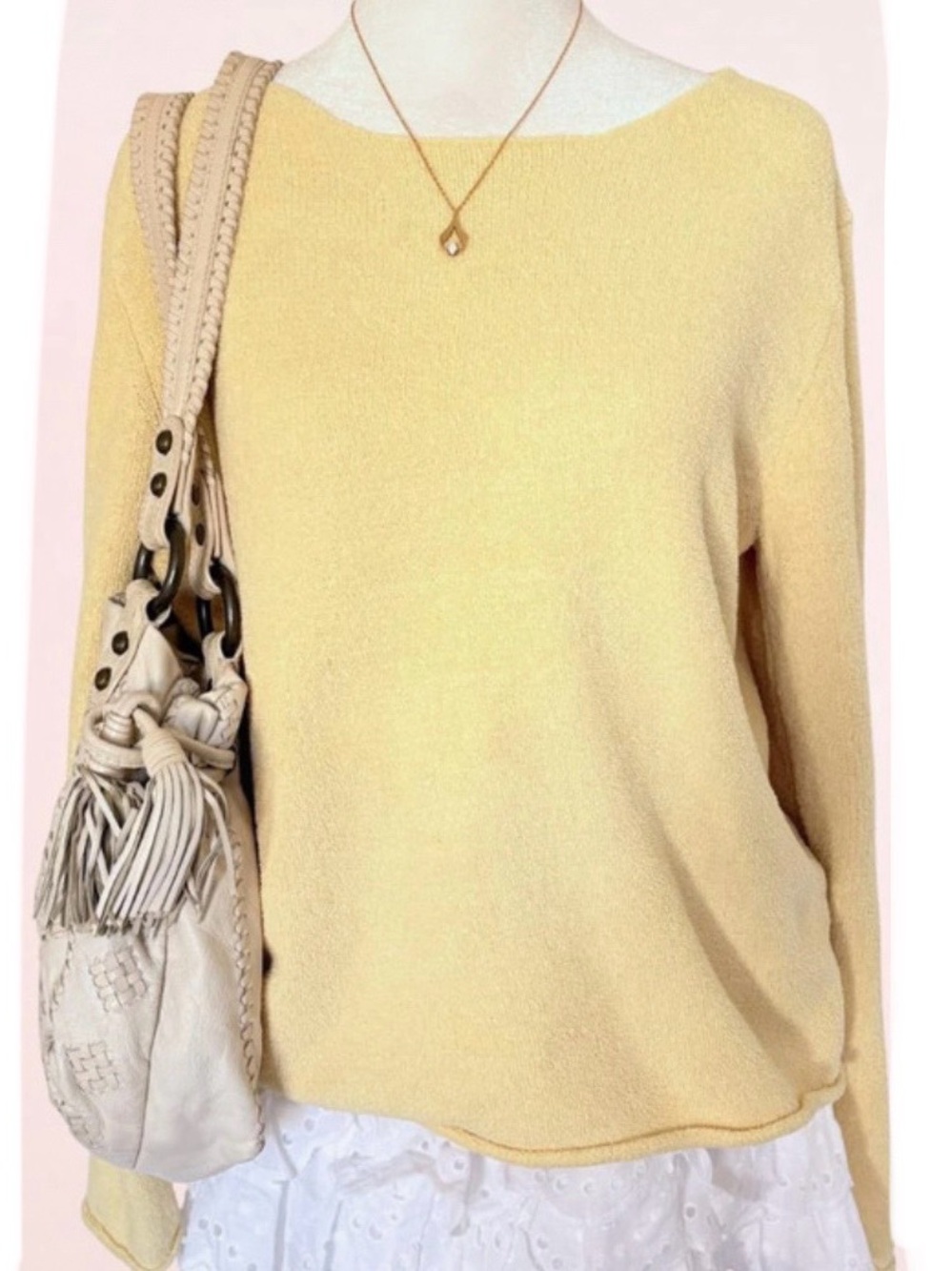 J. Jill Pale Yellow Crewneck Sweater